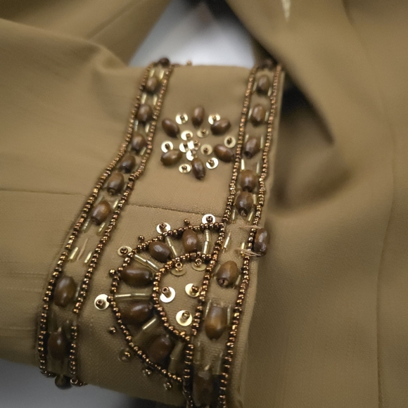 Doncaster Collection Beaded Embellished Tan Blazer Jacket Sz 14 - Picture 9 of 15